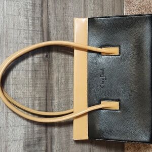 Cleo & Patek Paris Vintage Leather Bag In Black And Tan